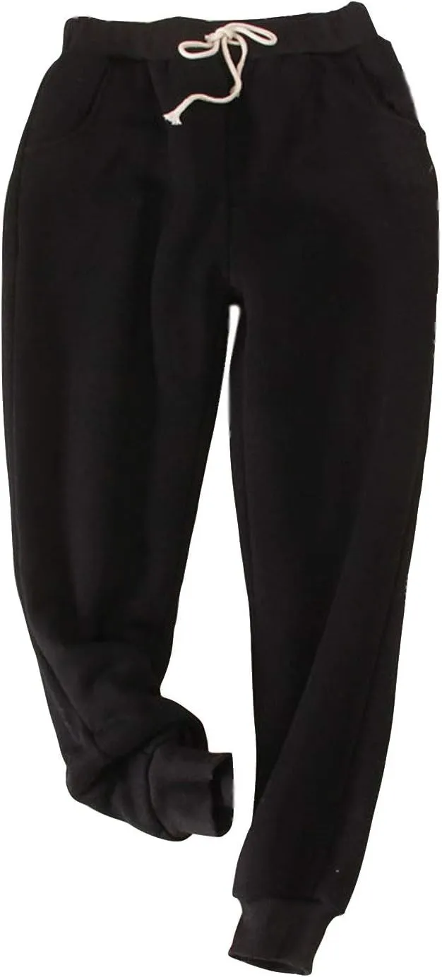 Omoone Women's Loose Winter Thick Fleece Lined Jogger Harem Pants Sweatpants