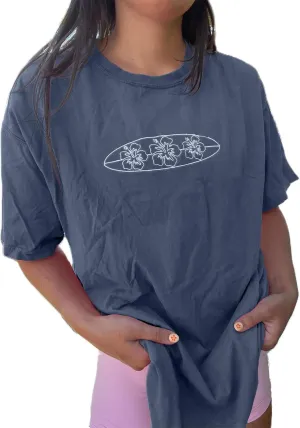 Oversized Graphic Shirt for Women Floral Print Aesthetic Short Sleeve Vintage Baggy Summer Coastal Teen Girl Tops