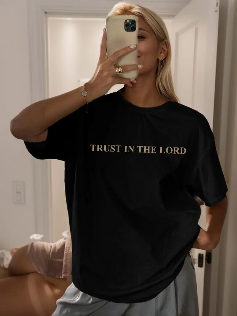Oversized Jesus Shirts for Women Christian Faith Tshirt Trust in The Lord Saying Tee Tops