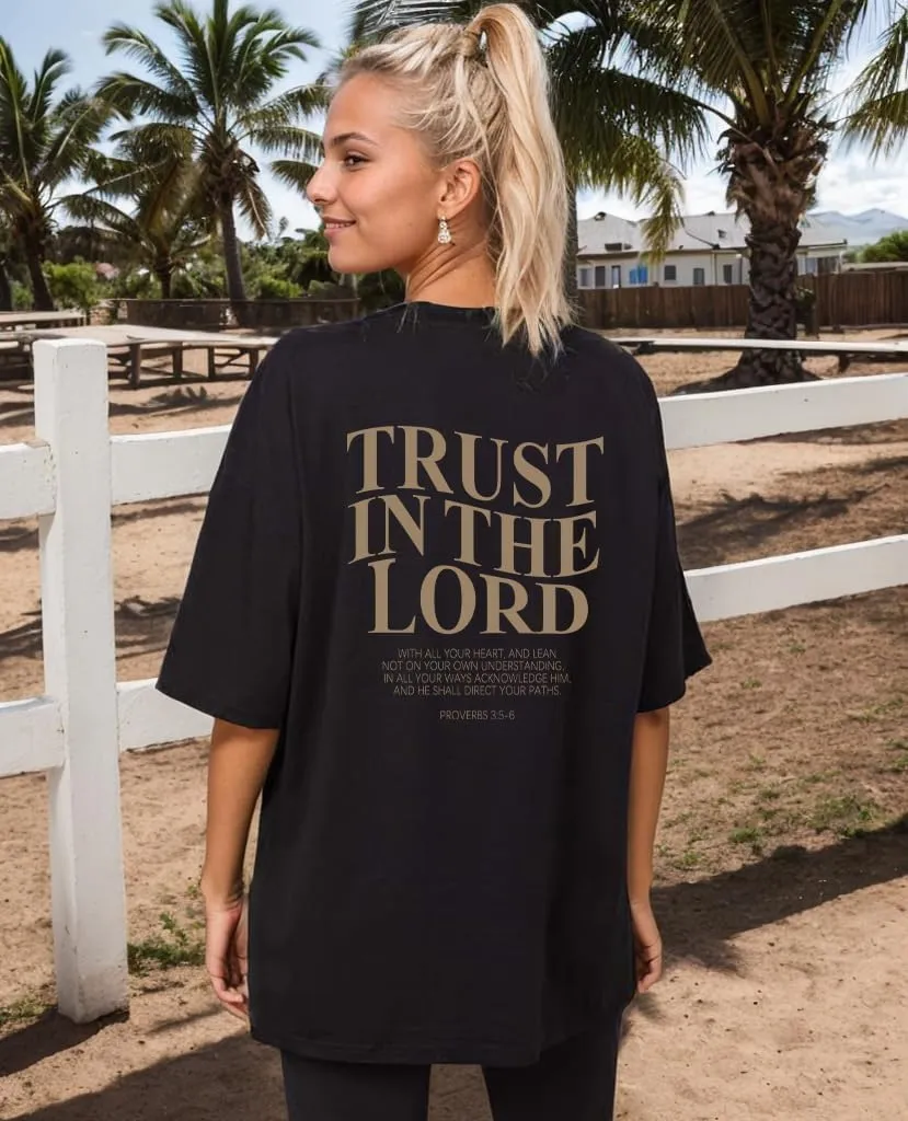 Oversized Jesus Shirts for Women Christian Faith Tshirt Trust in The Lord Saying Tee Tops