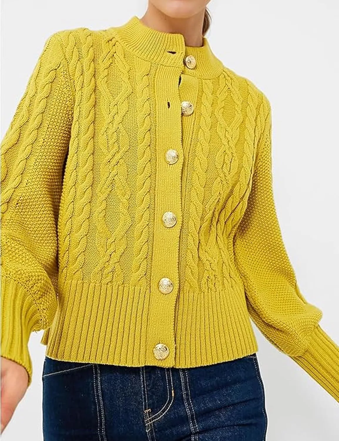 PEHMEA Womens Short Cardigan Sweaters, Soft Twist Knit Fall Winter Chunky Open Front Button Sweaters for Women