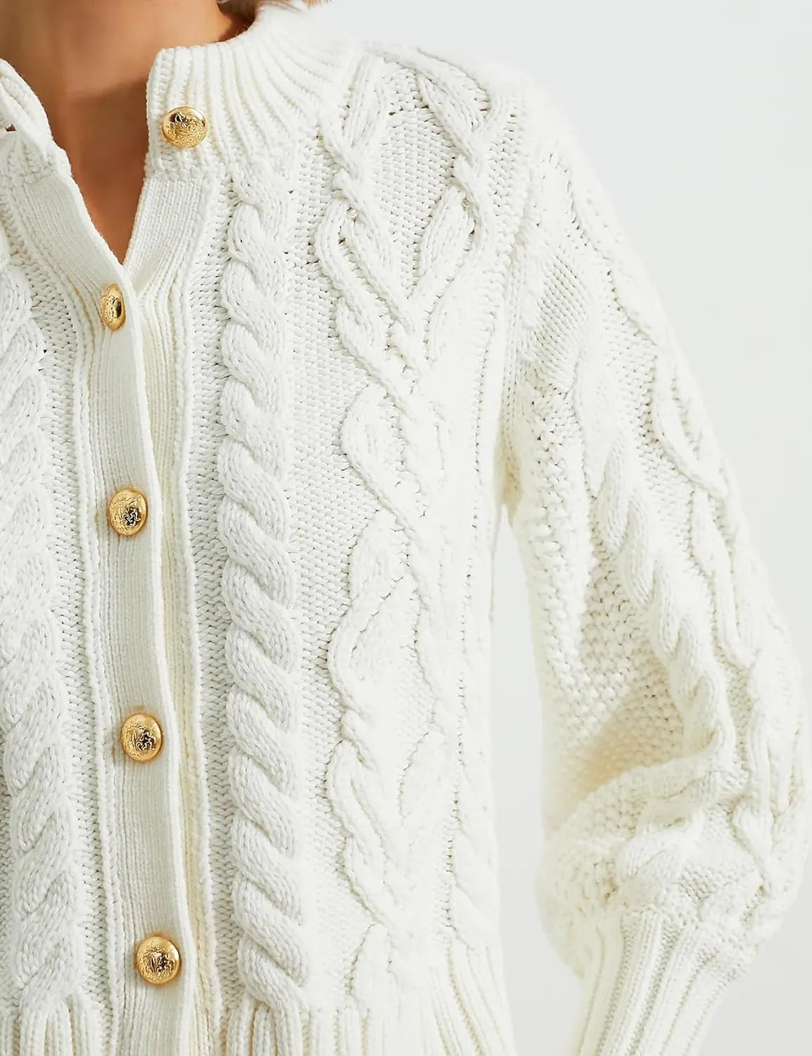 PEHMEA Womens Short Cardigan Sweaters, Soft Twist Knit Fall Winter Chunky Open Front Button Sweaters for Women