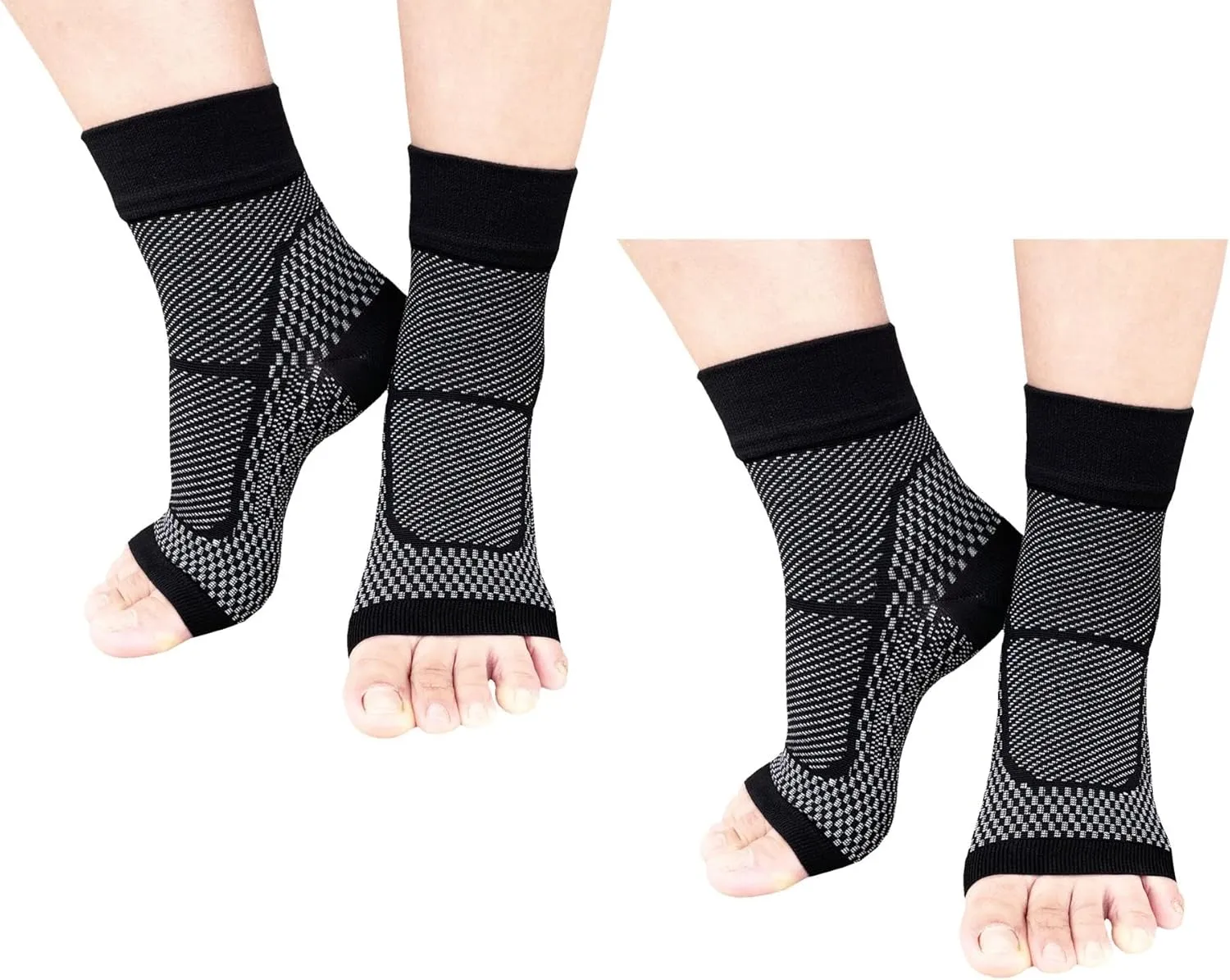 Plantar Fasciitis Compression Socks 2 Pairs Women Men Ankle Compression Sock for Plantar Fasciitis Relief Open Toe
