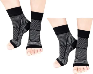 Plantar Fasciitis Compression Socks 2 Pairs Women Men Ankle Compression Sock for Plantar Fasciitis Relief Open Toe