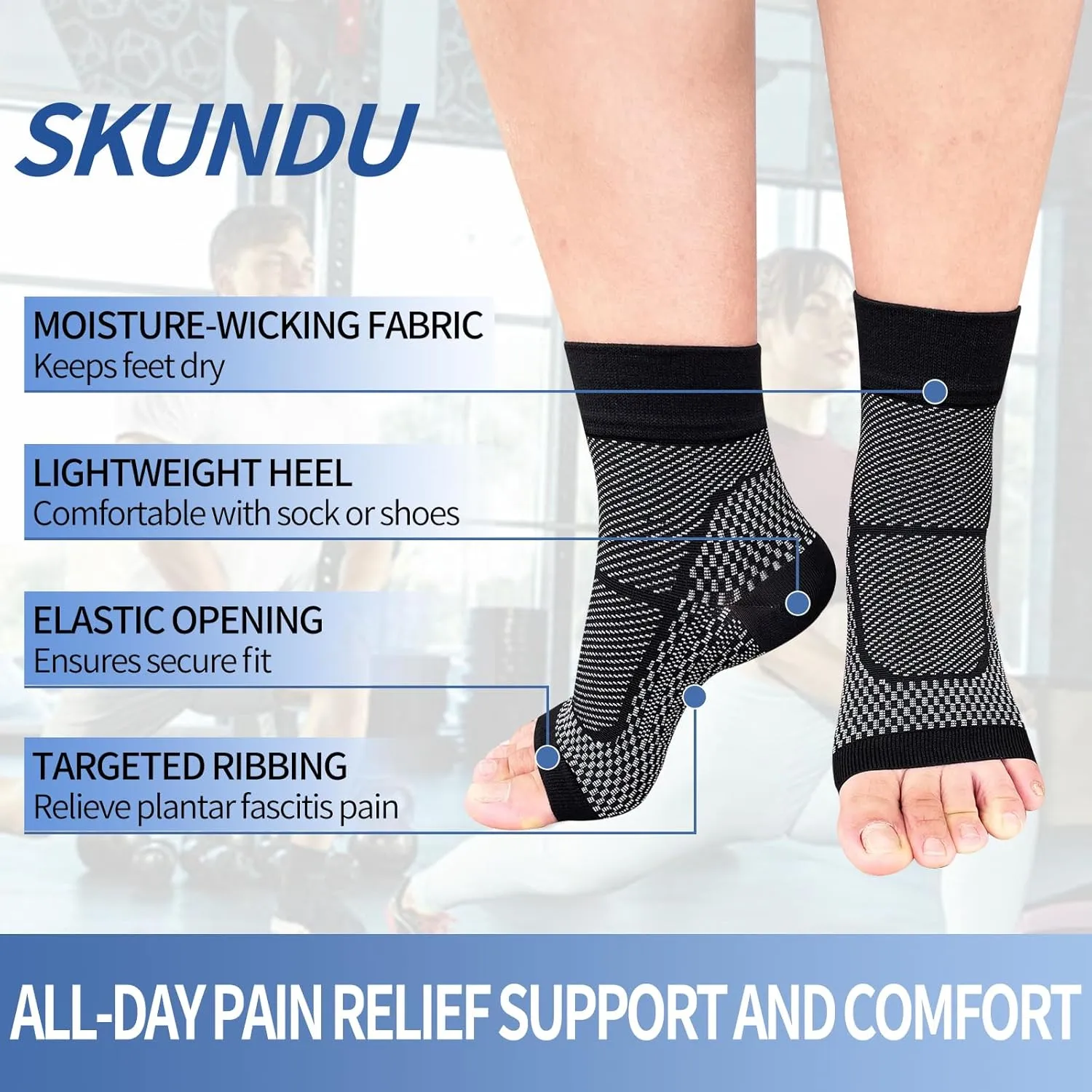 Plantar Fasciitis Compression Socks 2 Pairs Women Men Ankle Compression Sock for Plantar Fasciitis Relief Open Toe