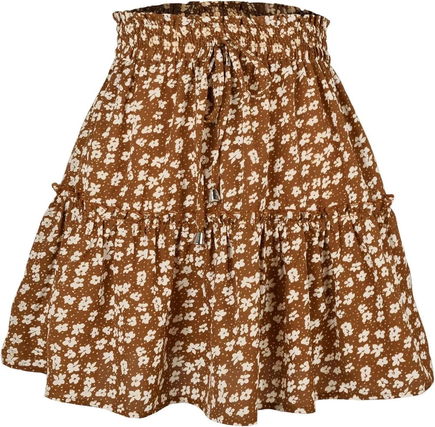 Pleated Skirts for Women Summer High Waist Ruffle Short Skirts Floral Swing Beach Mini Skirt