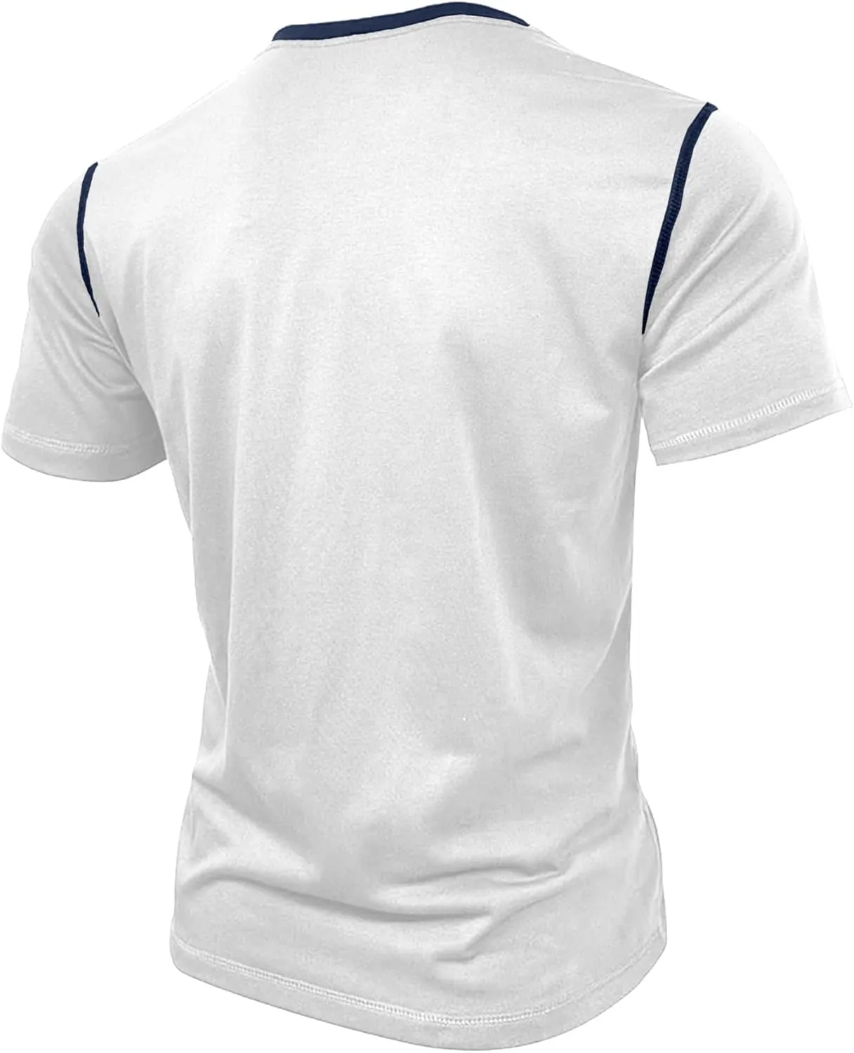 PLEPAN Mens Henley Shirts Crewneck Short Sleeve Casual Cotton T-Shirts with Contrast Color Collar