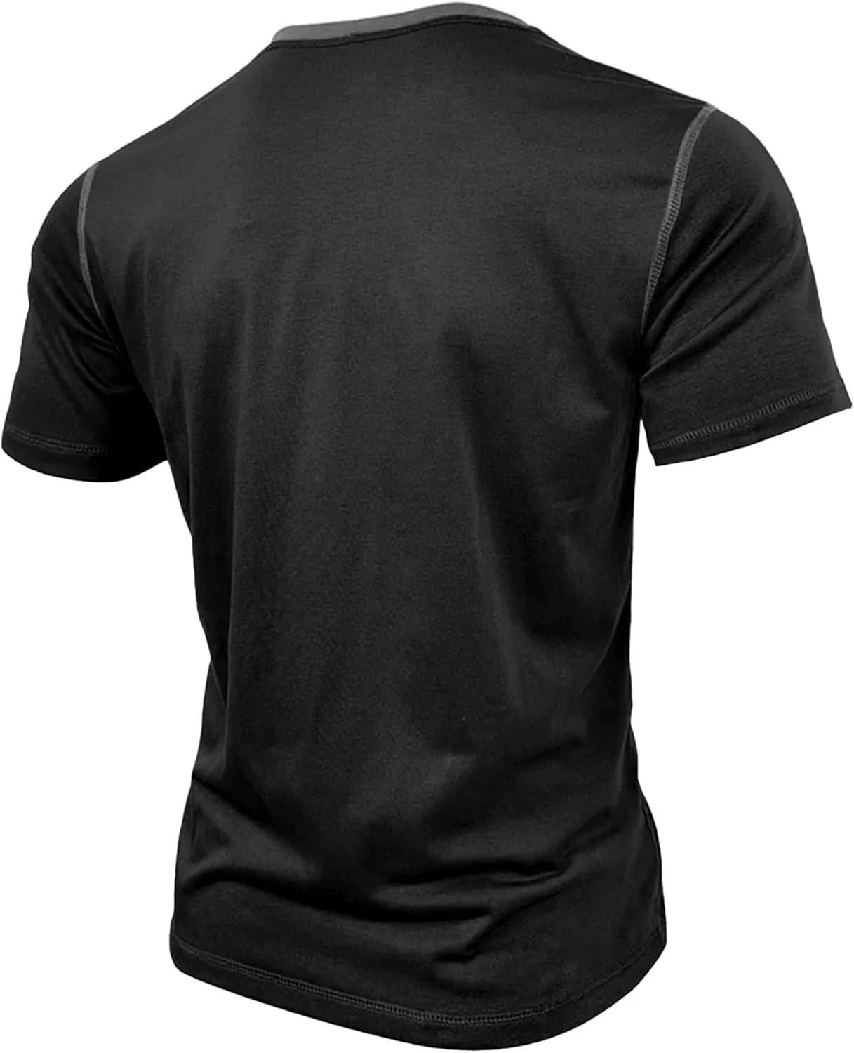PLEPAN Mens Henley Shirts Crewneck Short Sleeve Casual Cotton T-Shirts with Contrast Color Collar