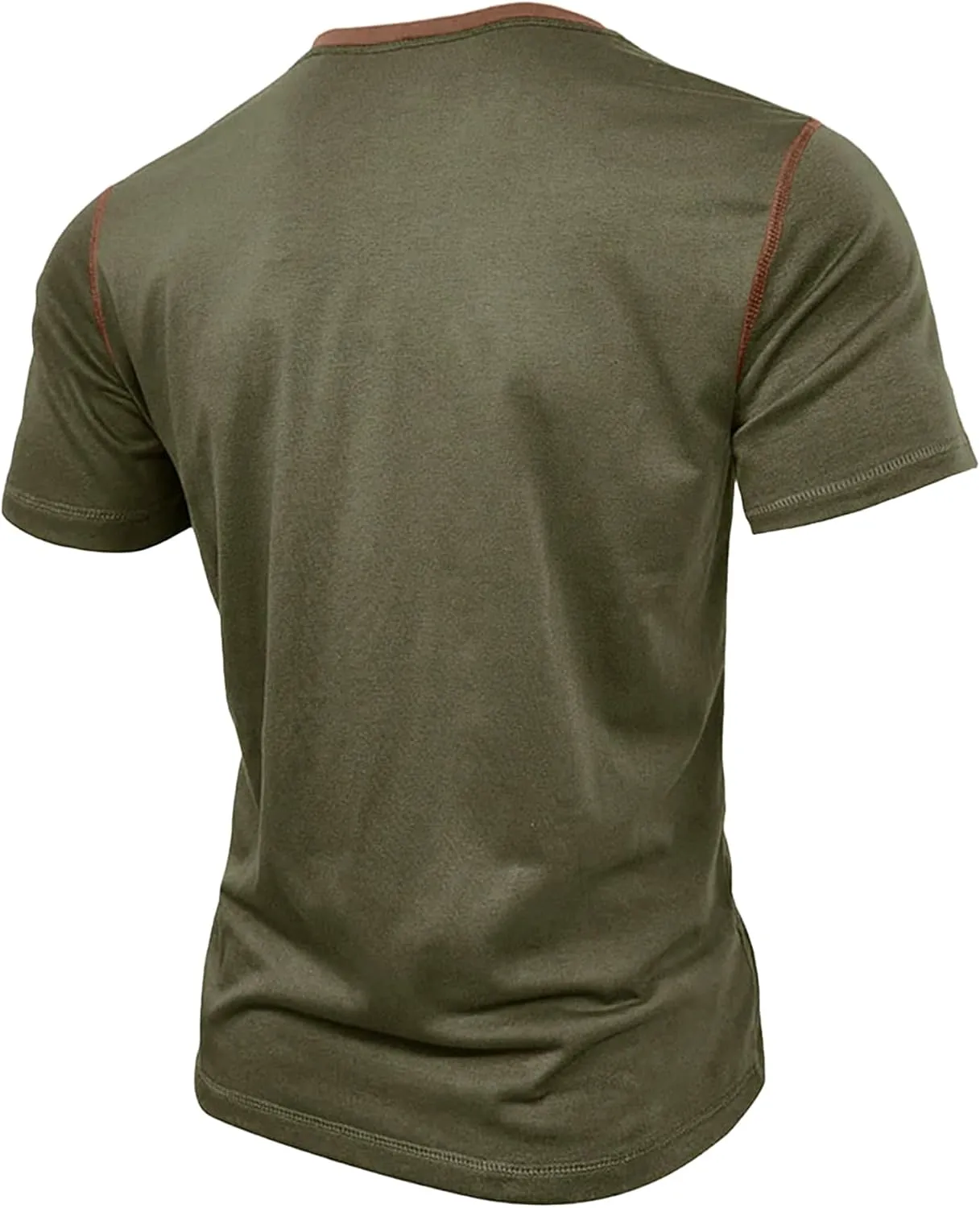 PLEPAN Mens Henley Shirts Crewneck Short Sleeve Casual Cotton T-Shirts with Contrast Color Collar