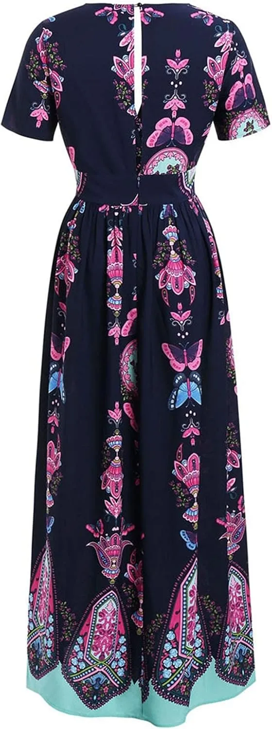 Plus Size Dresses for Women,2023 Summer Elegant Sexy Bodycon Wedding Guest Dress,Trendy Floral Boho Maxi Dress