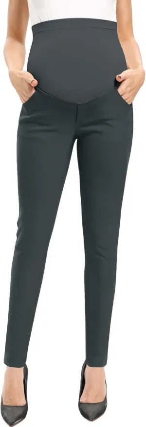 POSHGLAM Women's Maternity Skinny Pants Casual Slim Pull-on Comfy Stretch Pants