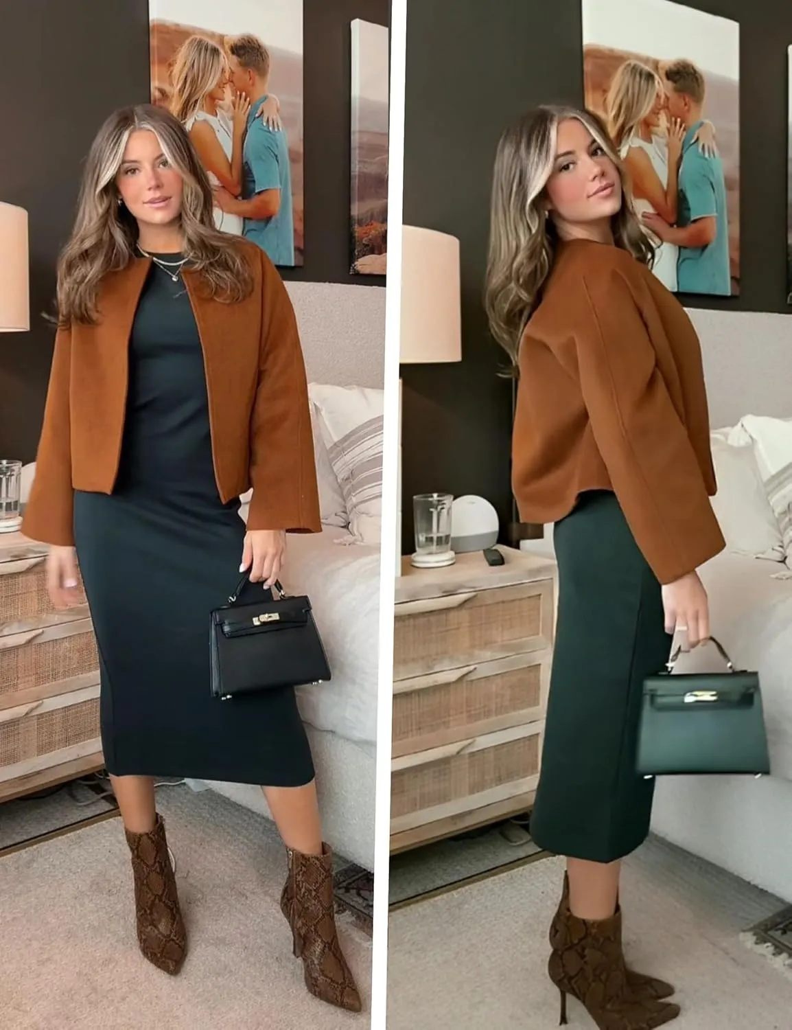 Qiaomai Womens Cropped Pea Coat Long Sleeve Open Front Winter Wool Blend Jackets Overcoat
