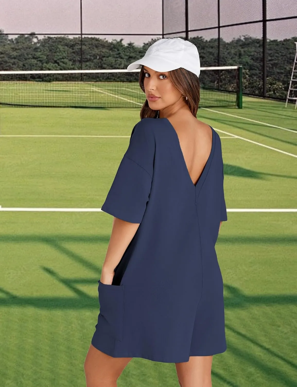 Rompers for Women Athletic Workout Hot Shot Tee Romper Casual Oversized Jumpsuits Overalls