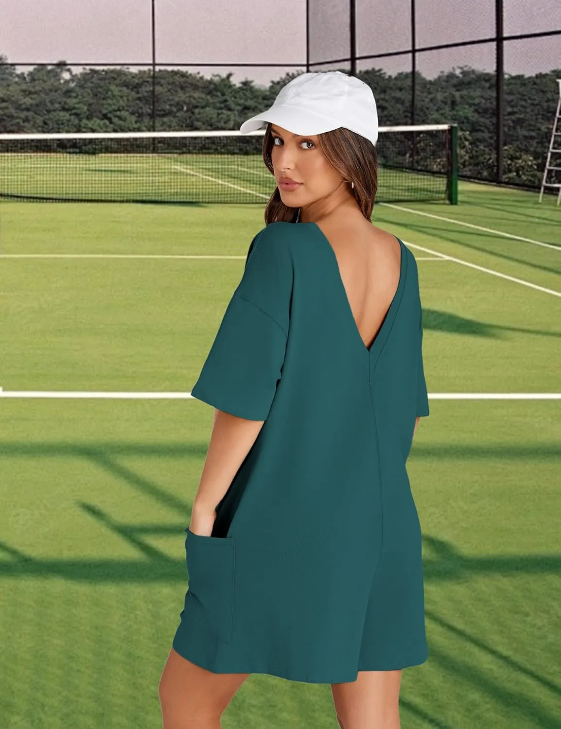 Rompers for Women Athletic Workout Hot Shot Tee Romper Casual Oversized Jumpsuits Overalls