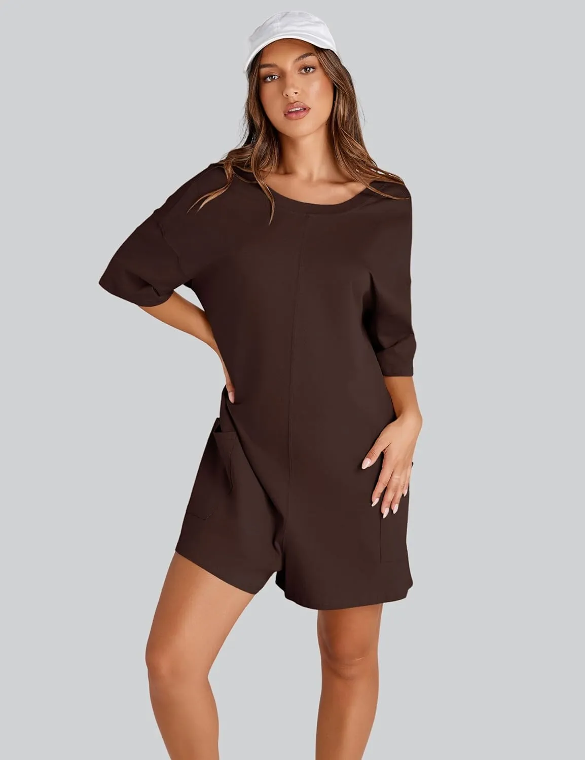 Rompers for Women Athletic Workout Hot Shot Tee Romper Casual Oversized Jumpsuits Overalls