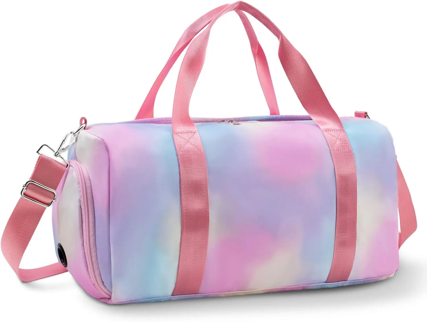 RUGICI Duffel Bag for Women Girls Dance Sport Gym Bag Weekender Overnight Portable Tote Shoulder Bag with Shoe Compartment Wet Pocket, Pink Rainbow, Fashion