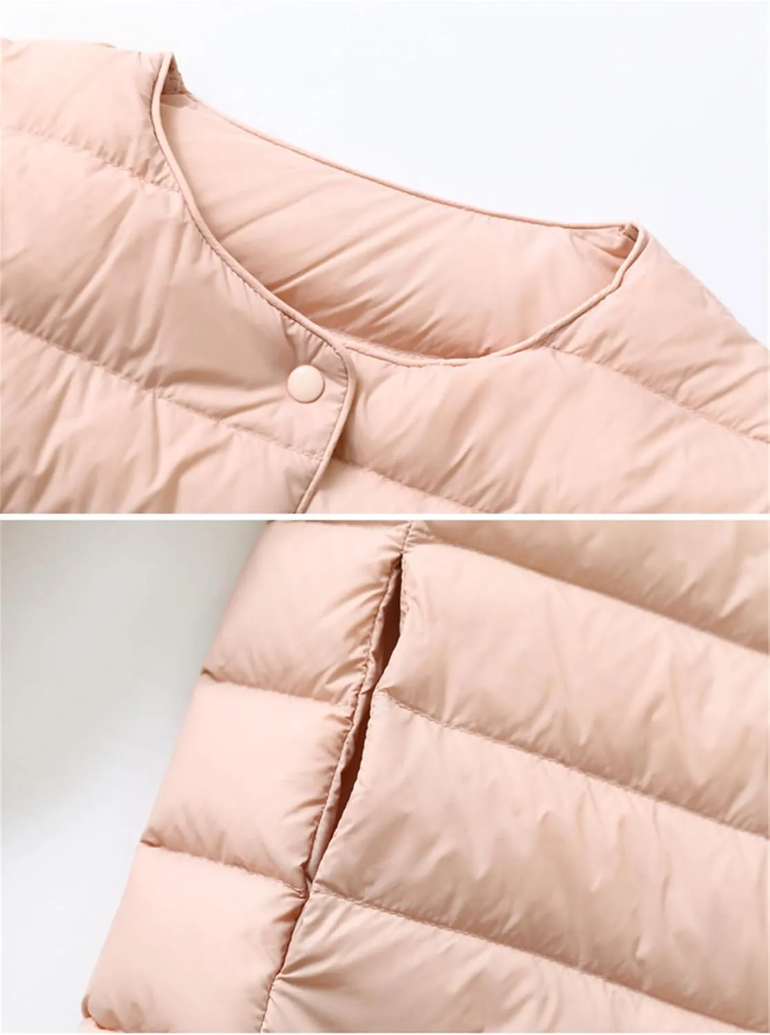 SaoBiiu Women Reversible Ultralight Puffer Jacket Collarless Duck Down Coat Female Portable Windproof Parkas