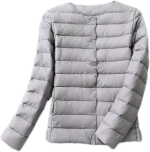 SaoBiiu Women Reversible Ultralight Puffer Jacket Collarless Duck Down Coat Female Portable Windproof Parkas