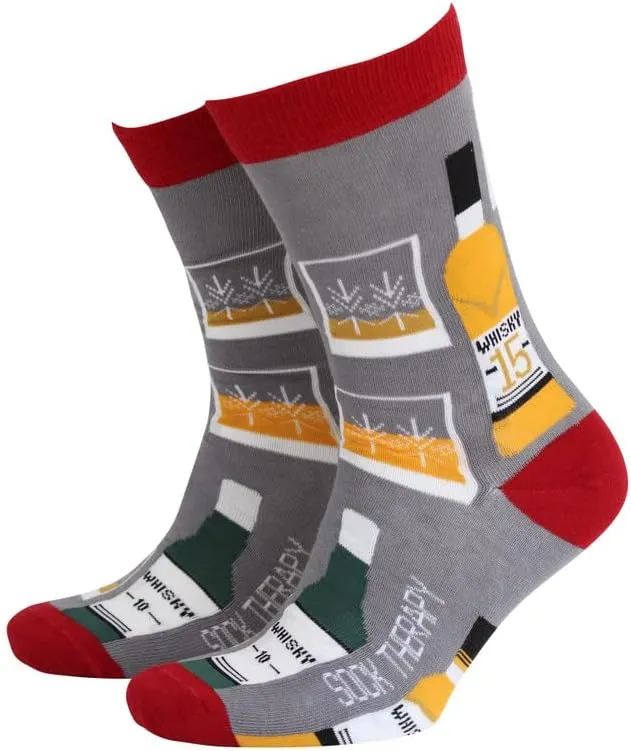 Smiling Faces MAKING SMILES SINCE 2001 Sock Therpay Mens Novelty Socks Funky Pattern Colorful Fun Dress Socks Smart Design Comfortable Breathable Socks - Whiskey