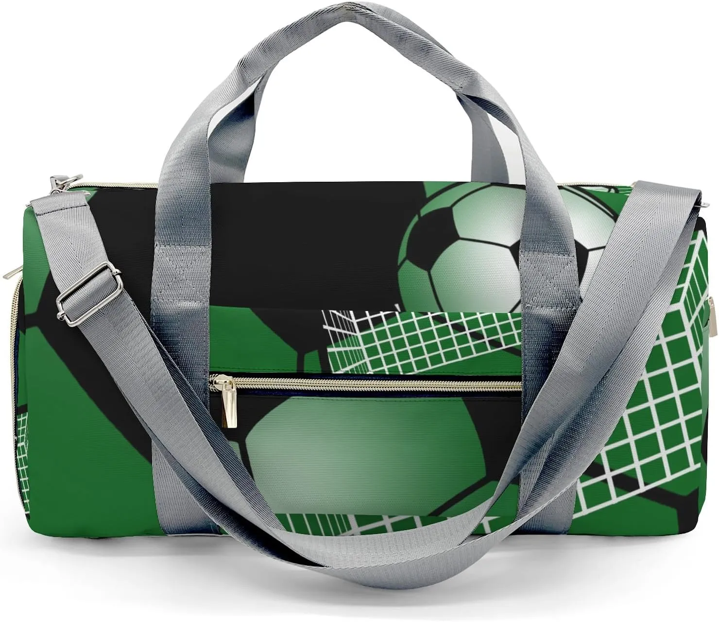 Soccer Ball Gym Forest Waterproof Travel Duffel Bag for Men and Women with Shoe Compartment