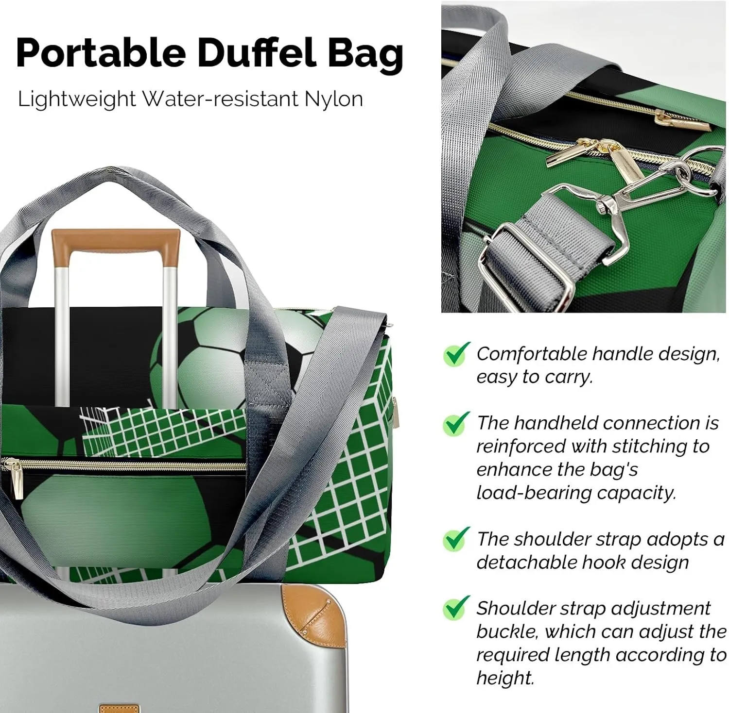 Soccer Ball Gym Forest Waterproof Travel Duffel Bag for Men and Women with Shoe Compartment
