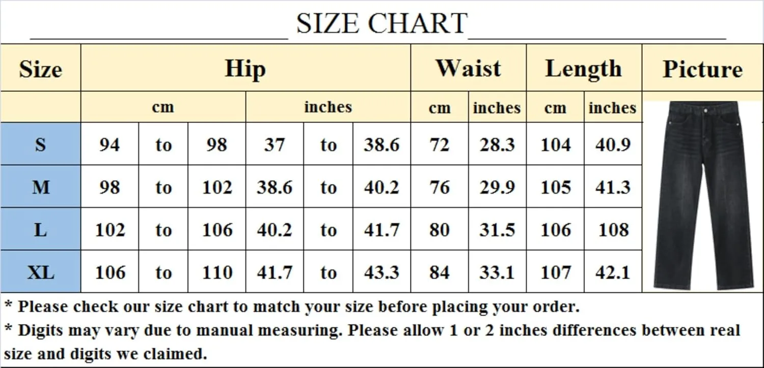 Straight Leg Jeans Y2k Retro Streetwear Jeans Casual Wide Leg Grunge Pants Loose Fit Pants Trendy Cargo Pants