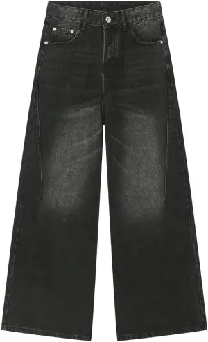 Straight Leg Jeans Y2k Retro Streetwear Pants Casual Wide Leg Grunge Pants Loose Fit Jeans