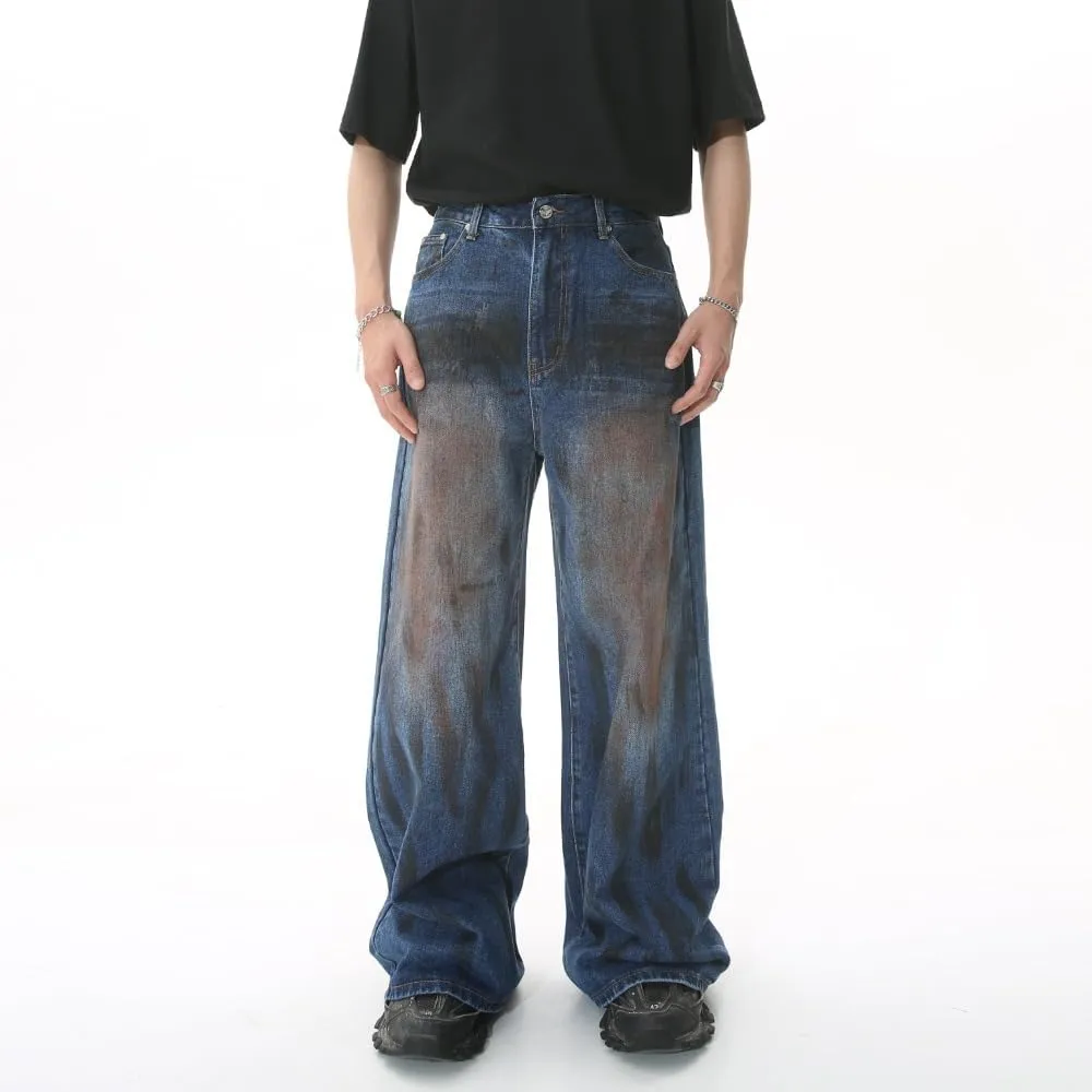 Straight Leg Jeans Y2k Retro Streetwear Pants Grunge Casual Wide Leg Cargo Pants Loose Fit Jeans