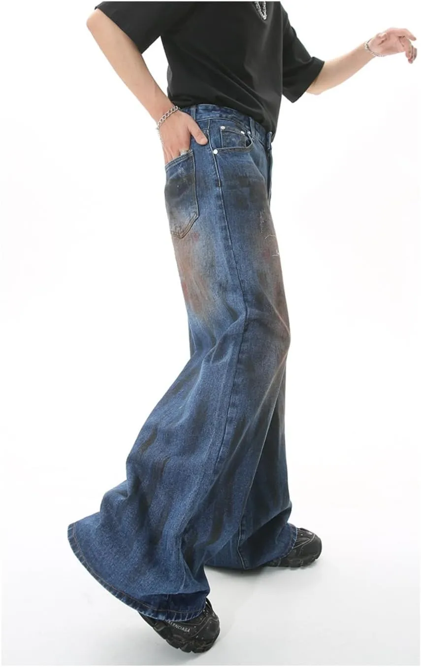 Straight Leg Jeans Y2k Retro Streetwear Pants Grunge Casual Wide Leg Cargo Pants Loose Fit Jeans