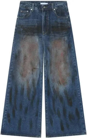 Straight Leg Jeans Y2k Retro Streetwear Pants Grunge Casual Wide Leg Cargo Pants Loose Fit Jeans