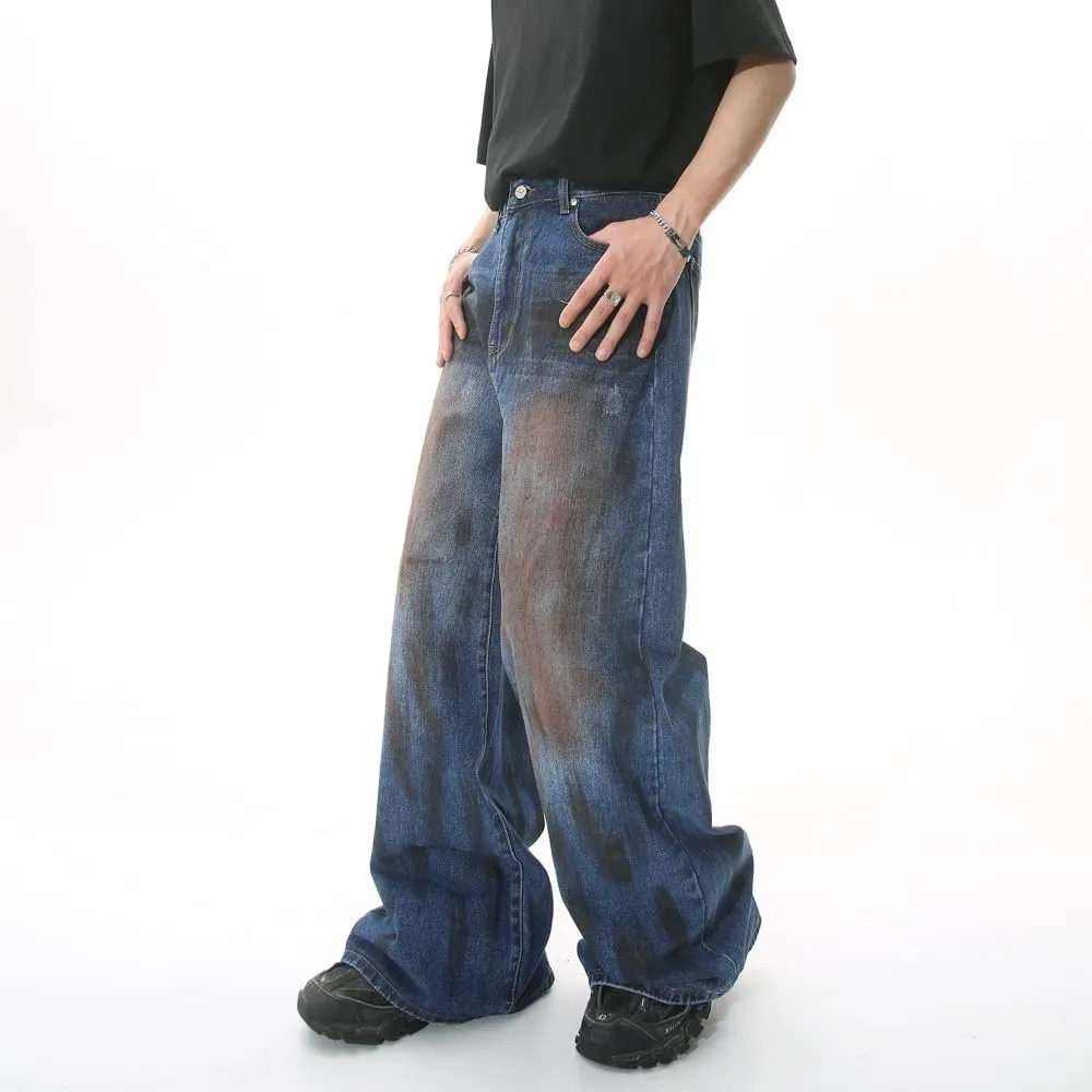 Straight Leg Jeans Y2k Retro Streetwear Pants Grunge Casual Wide Leg Cargo Pants Loose Fit Jeans