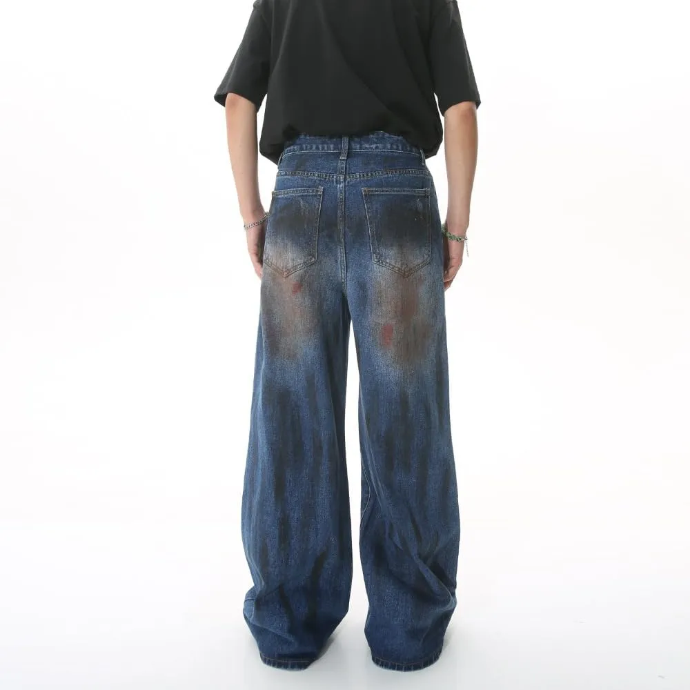 Straight Leg Jeans Y2k Retro Streetwear Pants Grunge Casual Wide Leg Cargo Pants Loose Fit Jeans