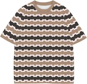 Striped Shirt Women Vintage Short Sleeve Crew Neck Oversized Y2K Summer Casual Basic Color Block Tee Tops