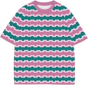 Striped Shirt Women Vintage Short Sleeve Crew Neck Oversized Y2K Summer Casual Basic Color Block Tee Tops