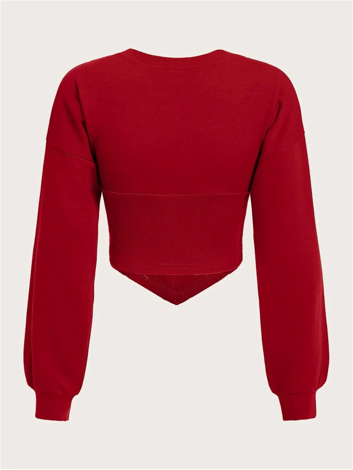 SweatyRocks Women's Corset Crop Sweatshirt Long Sleeve Hanky Hem Cropped Pullover Tops