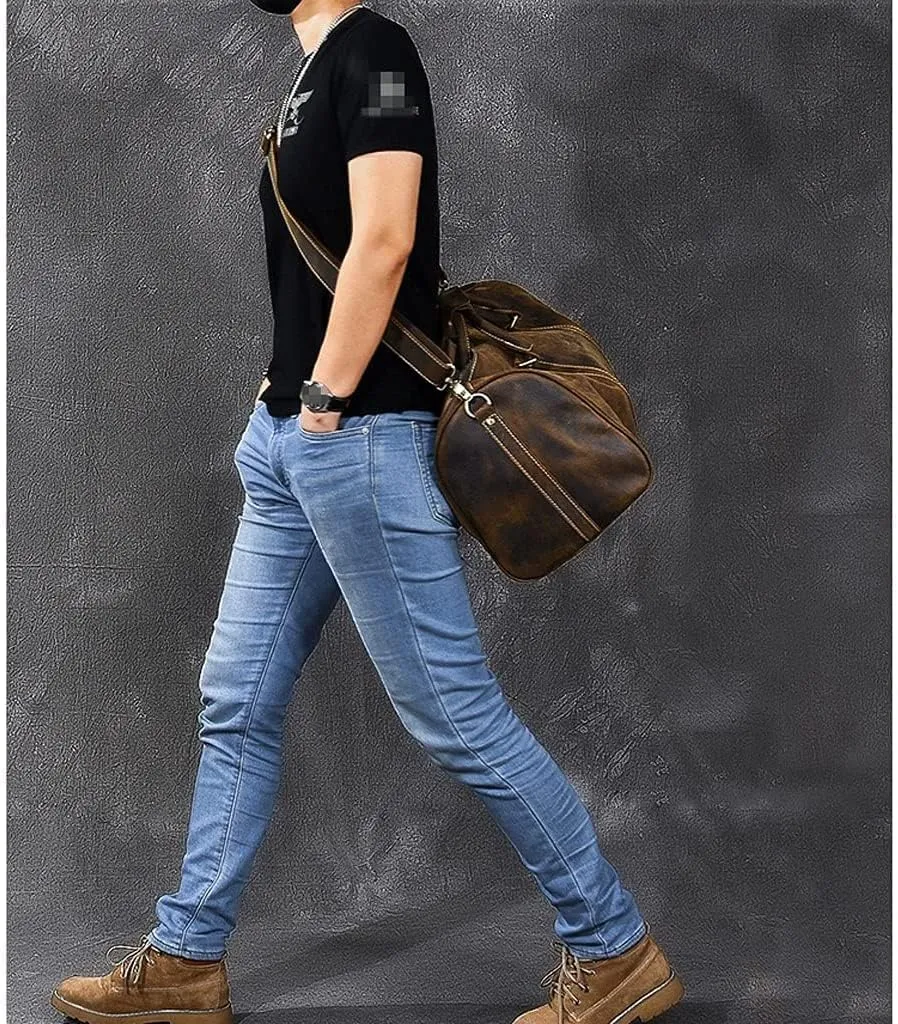Travel Duffel Bags Leather Travel Duffel Bag for Women and Men Workout Bag for Sports and Weekend Waterproof Gym Bag with Shoe Compartments for Travel Sports Gym