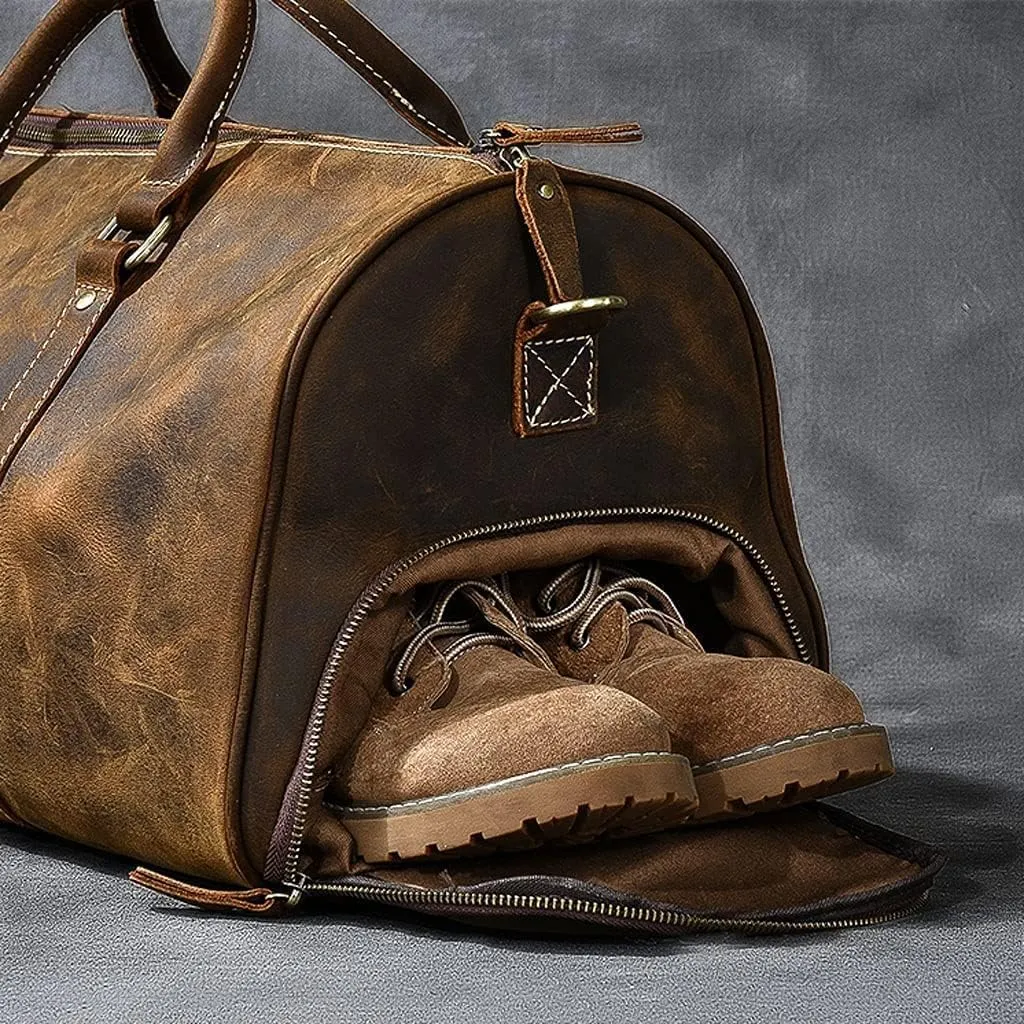 Travel Duffel Bags Leather Travel Duffel Bag for Women and Men Workout Bag for Sports and Weekend Waterproof Gym Bag with Shoe Compartments for Travel Sports Gym