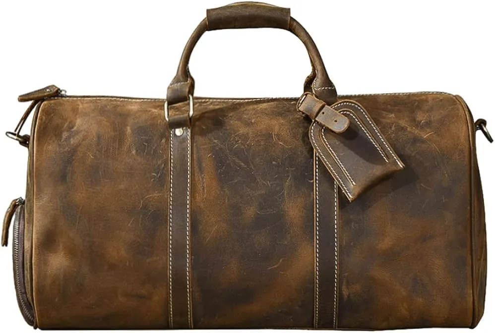 Travel Duffel Bags Leather Travel Duffel Bag for Women and Men Workout Bag for Sports and Weekend Waterproof Gym Bag with Shoe Compartments for Travel Sports Gym