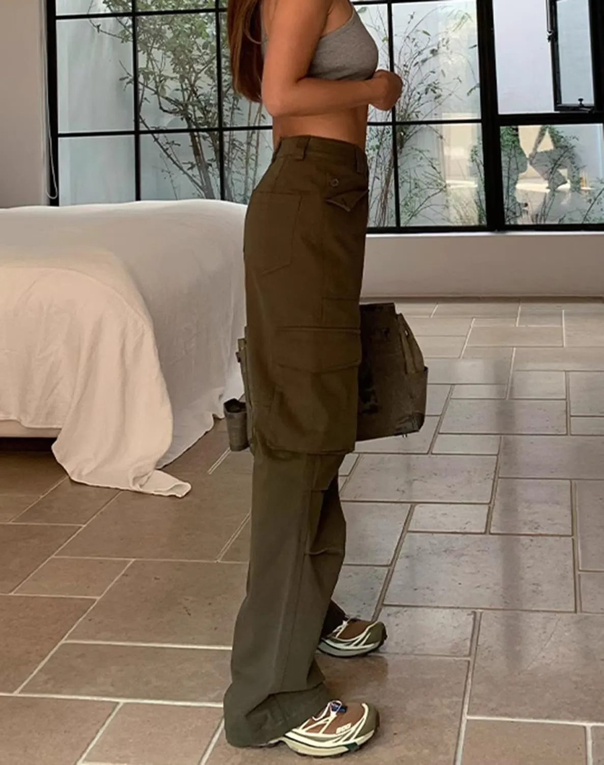 VDTDNK Womens Casual High Waisted Jogger Cargo Pants with Pockets