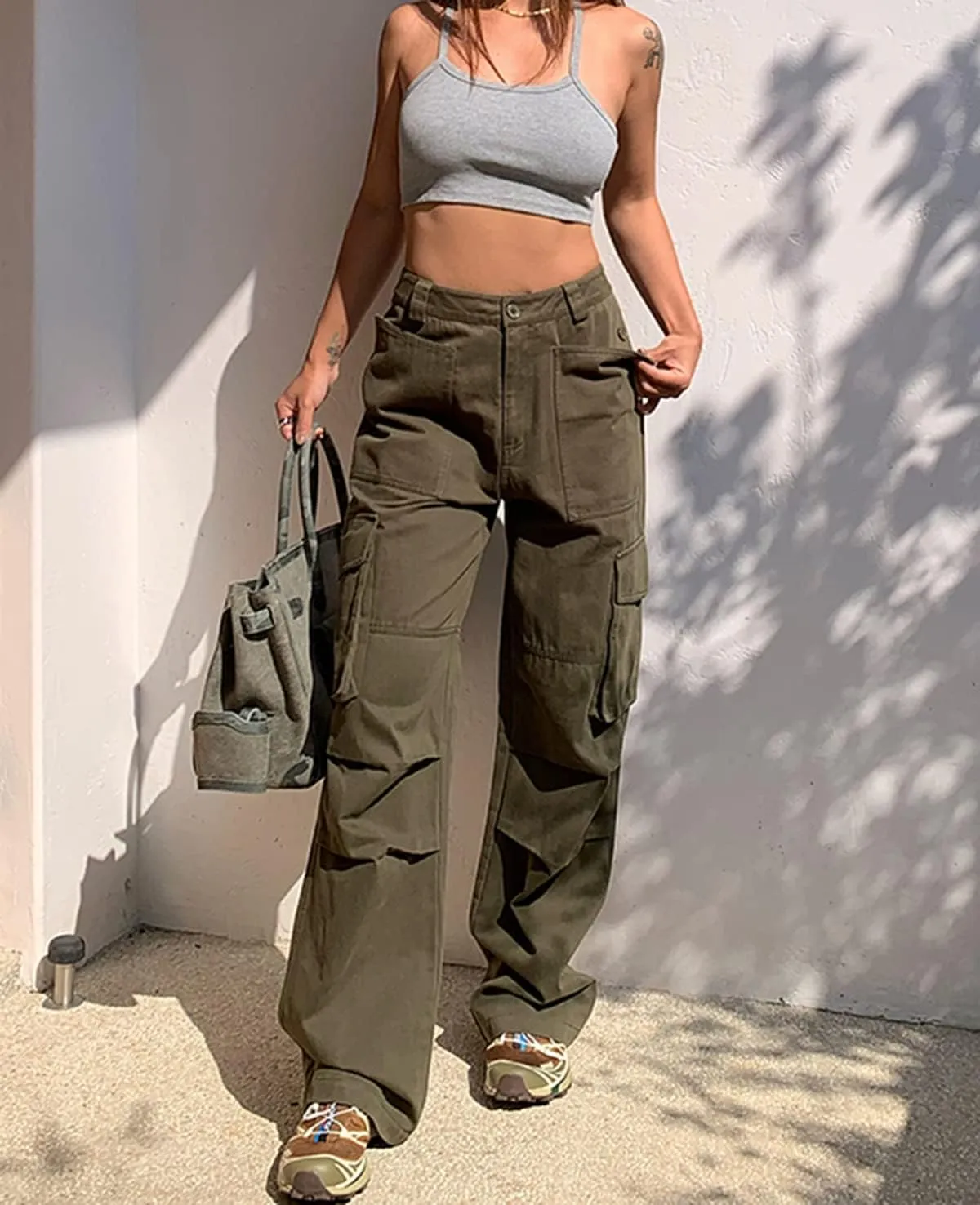 VDTDNK Womens Casual High Waisted Jogger Cargo Pants with Pockets