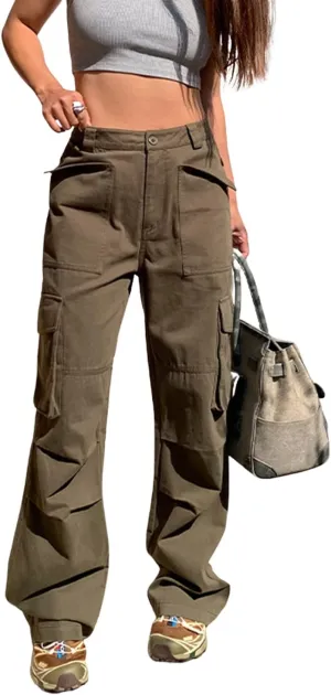VDTDNK Womens Casual High Waisted Jogger Cargo Pants with Pockets