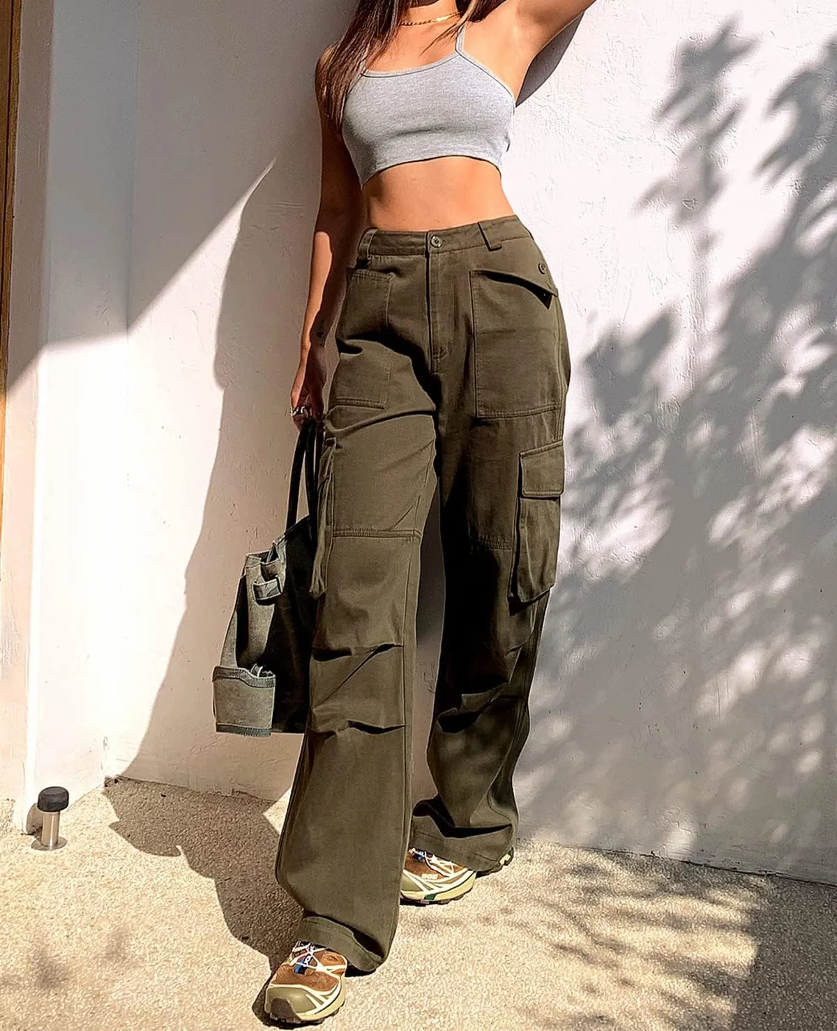 VDTDNK Womens Casual High Waisted Jogger Cargo Pants with Pockets