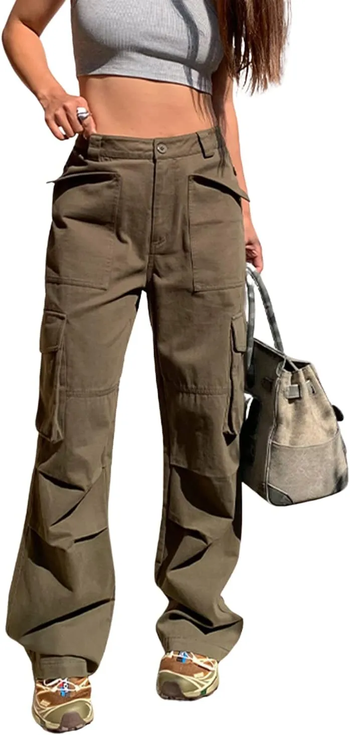 VDTDNK Womens Casual High Waisted Jogger Cargo Pants with Pockets