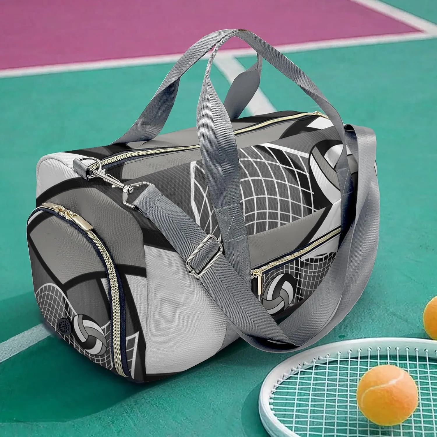Volleyball Sport Player Team Number Name Gym Bag for Women, Travel Duffle Bag Carry On Weekender Bag with Shoe Compartment