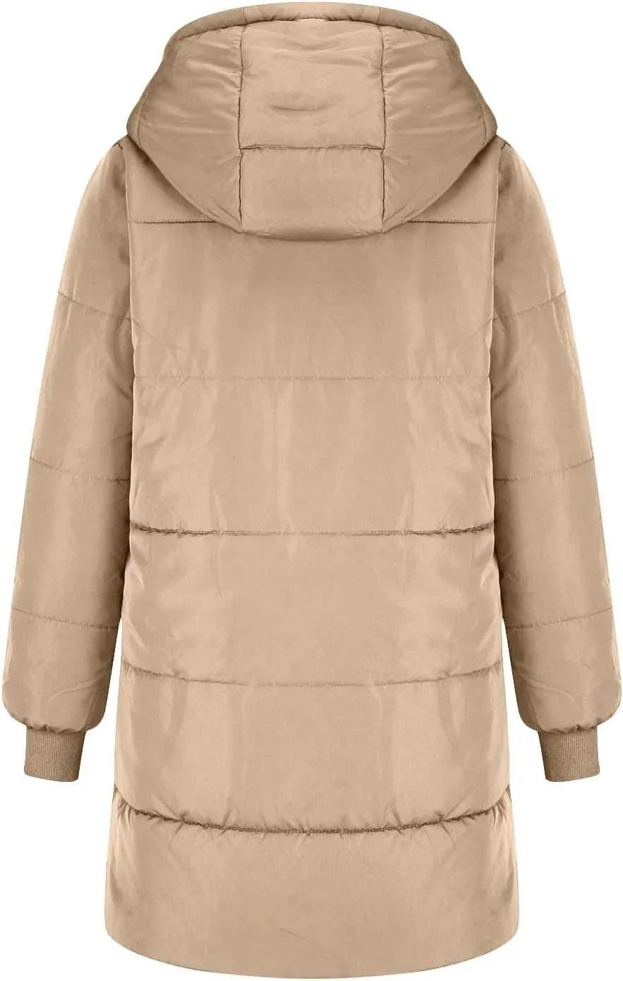 Women 2024 Winter Sherpa Lined Long Hooded Jackets Long Sleeve Button Down Shearling Fluffy Coats Trendy Outerwear