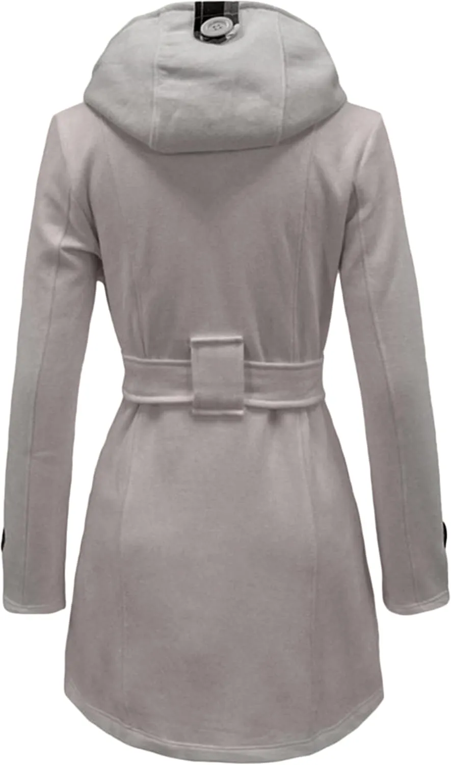 Women Hooded Thick Trench Coat Long Sleeve Basic Jacket Commuting with Pockets Elegant Coat