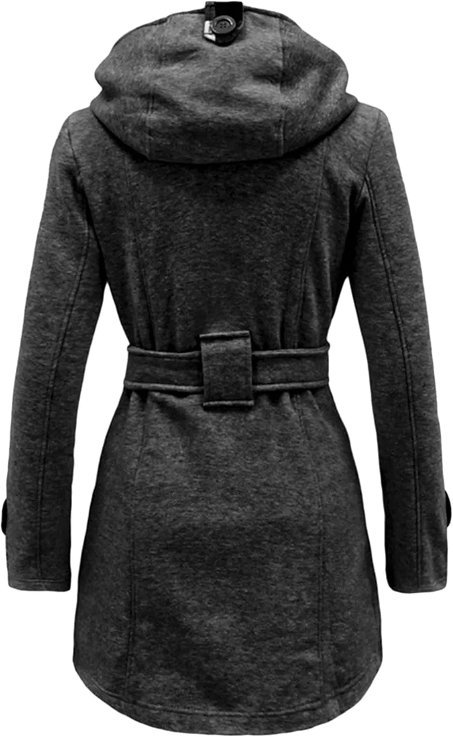 Women Hooded Thick Trench Coat Long Sleeve Basic Jacket Commuting with Pockets Elegant Coat