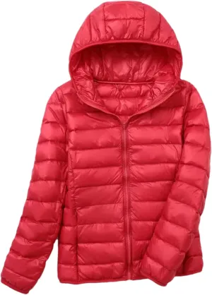 Women Hoodie Short Puffer Jackets Autumn Winter Female White Duck Down Slim Fit Coat