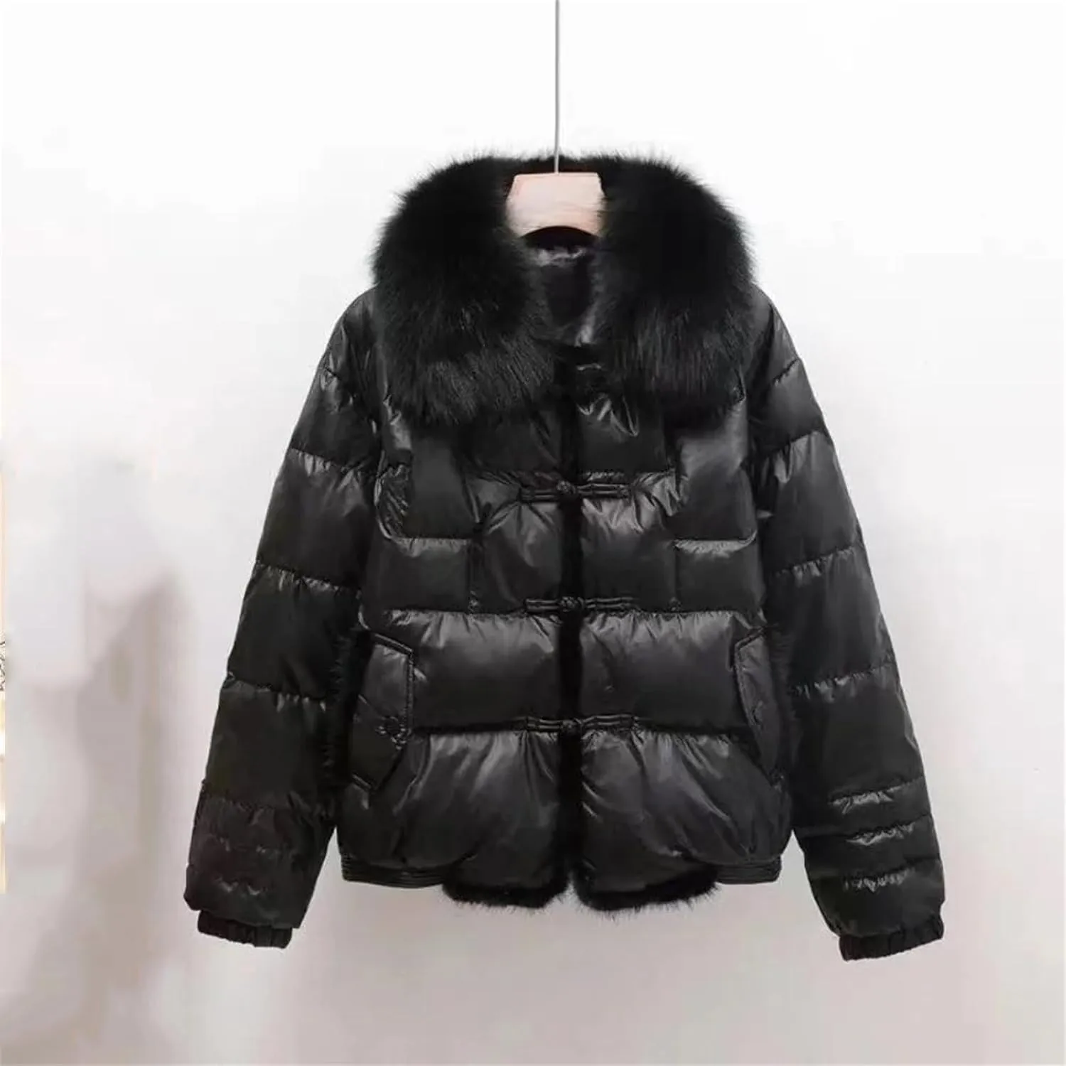 Women Loose Jacket Parka Vintage White Duck Down Winter Short Warm Puffer Coat