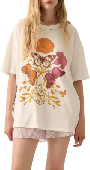 Women Oversized Floral Graphic Tees Tops Y2k Aesthetic Vintage Baggy T-Shirts Summer Preppy Teen Girl Clothes